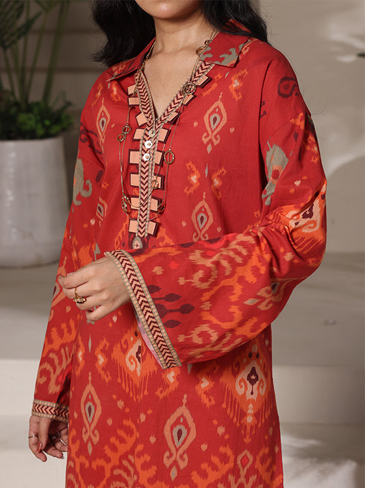 Ikat Impulse Women’s Stitched Lawn Suit | Digital Print Straight Shirt & Trouser | Ready to Wear