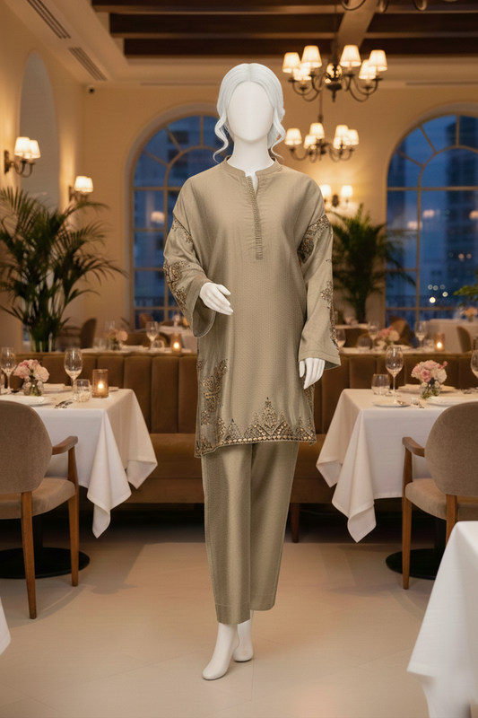 2 piece - Sand Viscose Silk. JRS2P-1