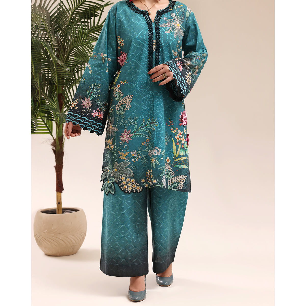 TEAL FLORA - 2 PIECE ( PLE2P )