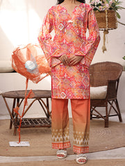 Riley Sunset Mosaic 2 Piece Digital Printed Summer Lawn Suit for Women | Straight Fit Kurti & Trouser | Premium Stitched Collection