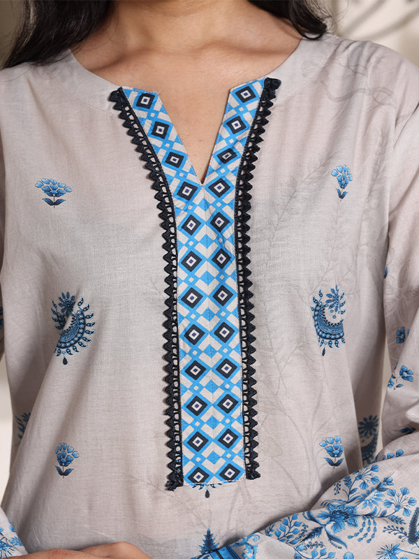 Azure Blossom - 2 Pc Printed Lawn Co-Ord Set ( PL2P-7 )