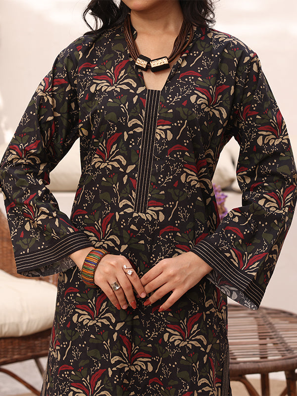 Riley Gul-e-Siyah 2 Piece Digital Printed Summer Lawn Suit for Women | Regular Fit Kurti & Wide Leg Trouser | Premium Stitched Collection