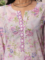 Floral Mist Women’s Premium Lawn 2 Piece Stitched Suit | Digital Print Shirt & Trouser | Soft Lilac