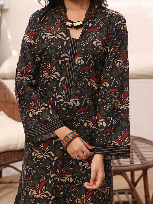 Riley Gul-e-Siyah 2 Piece Digital Printed Summer Lawn Suit for Women | Regular Fit Kurti & Wide Leg Trouser | Premium Stitched Collection