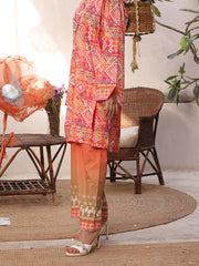 Riley Sunset Mosaic 2 Piece Digital Printed Summer Lawn Suit for Women | Straight Fit Kurti & Trouser | Premium Stitched Collection
