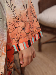 Women’s Premium Lawn 2 Piece Stitched Suit | Artistic Digital Print Straight Shirt & Trouser | Mint Coral Gradient