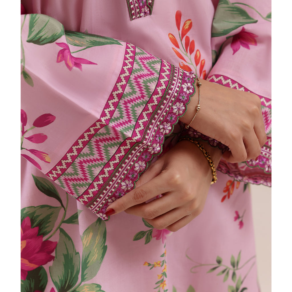 Lilac Blossom - 2 Pc Embroidered Lawn Co-Ord Set ( PLE2P-16 )