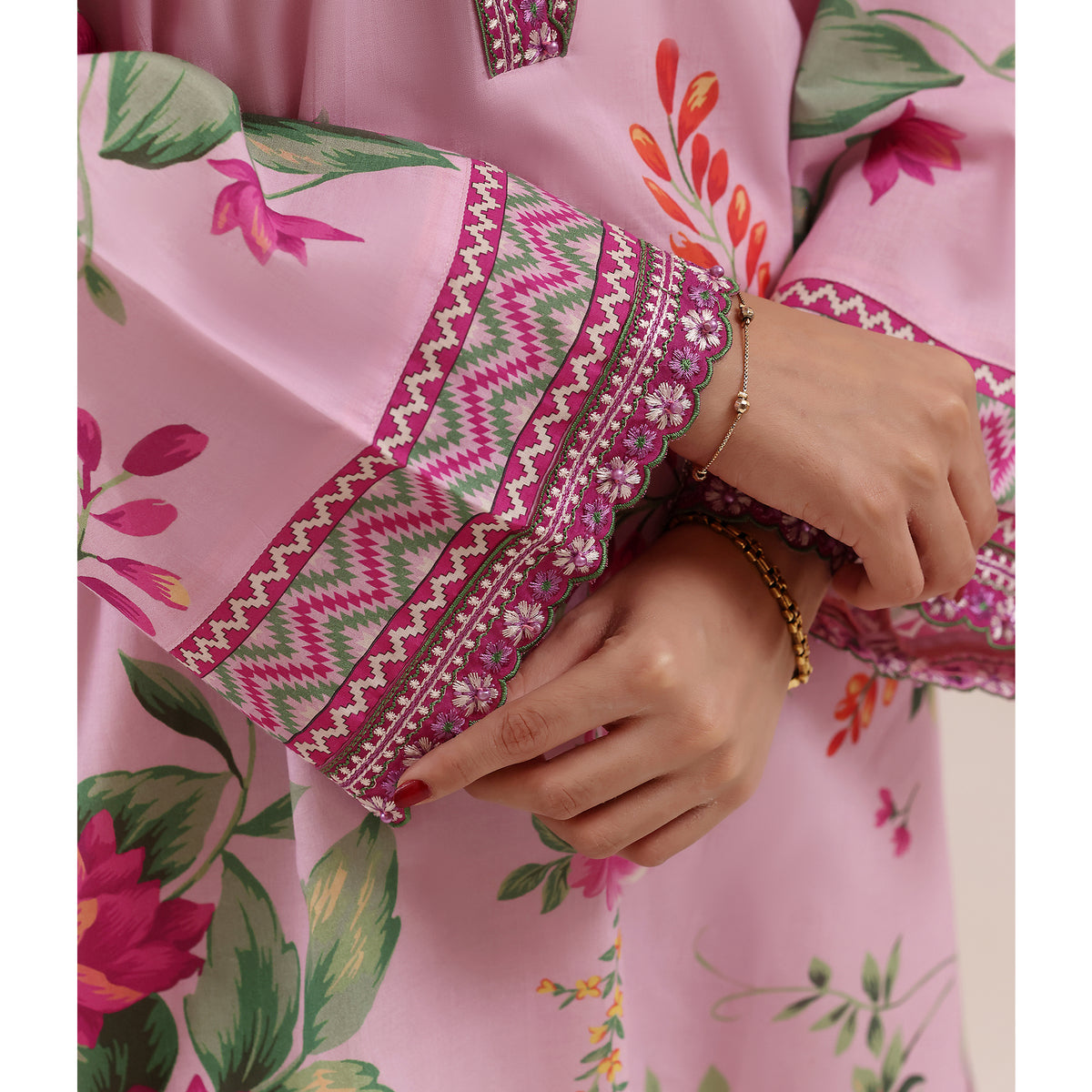 Lilac Blossom - 2 Pc Embroidered Lawn Co-Ord Set ( PLE2P-16 )