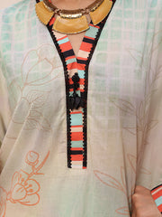 Women’s Premium Lawn 2 Piece Stitched Suit | Artistic Digital Print Straight Shirt & Trouser | Mint Coral Gradient