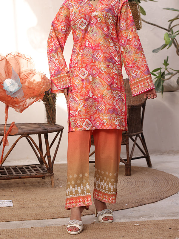 Sunset Mosaic - 2 Pc Printed Lawn Co-Ord Set ( PL2P-9 )