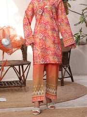 Riley Sunset Mosaic 2 Piece Digital Printed Summer Lawn Suit for Women | Straight Fit Kurti & Trouser | Premium Stitched Collection