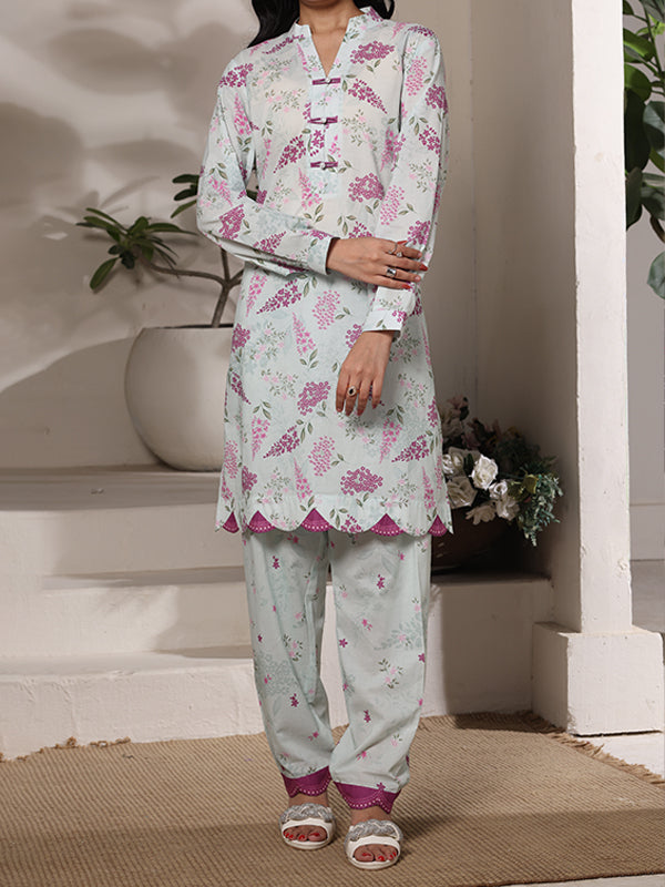 Mint Meadow - 2 PC Printed Lawn Co-Ord Set ( PL2P-4 )