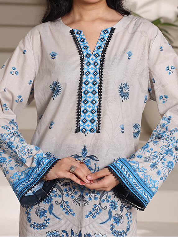 Azure Blossom - 2 Pc Printed Lawn Co-Ord Set ( PL2P-7 )