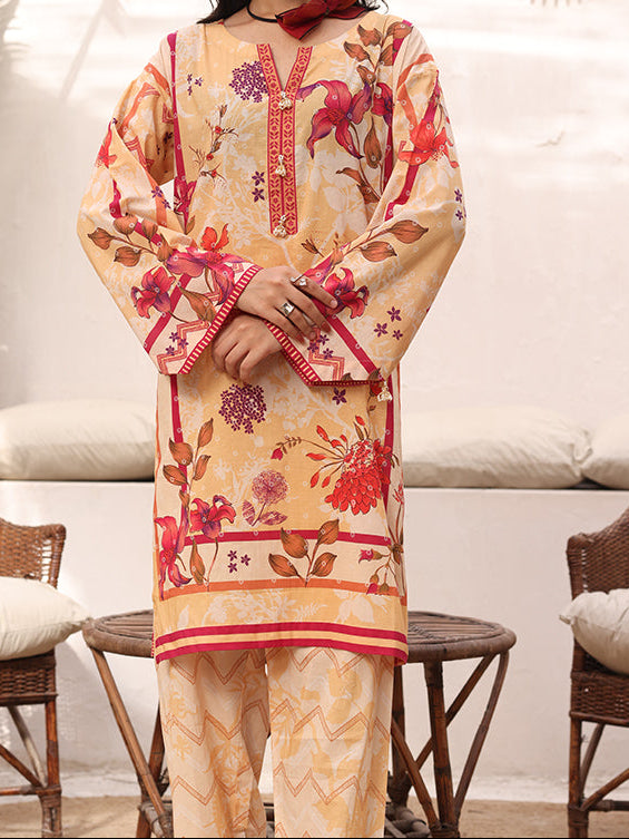 Amber Flora - 2 Pc Printed Lawn Co-Ord Set ( PL2P-8 )