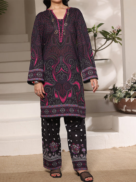 Riley Polka Heritage 2 Piece Digital Printed Summer Lawn Suit for Women | Relax Fit Kurti & Wide Leg Trouser | Premium Stitched Collection