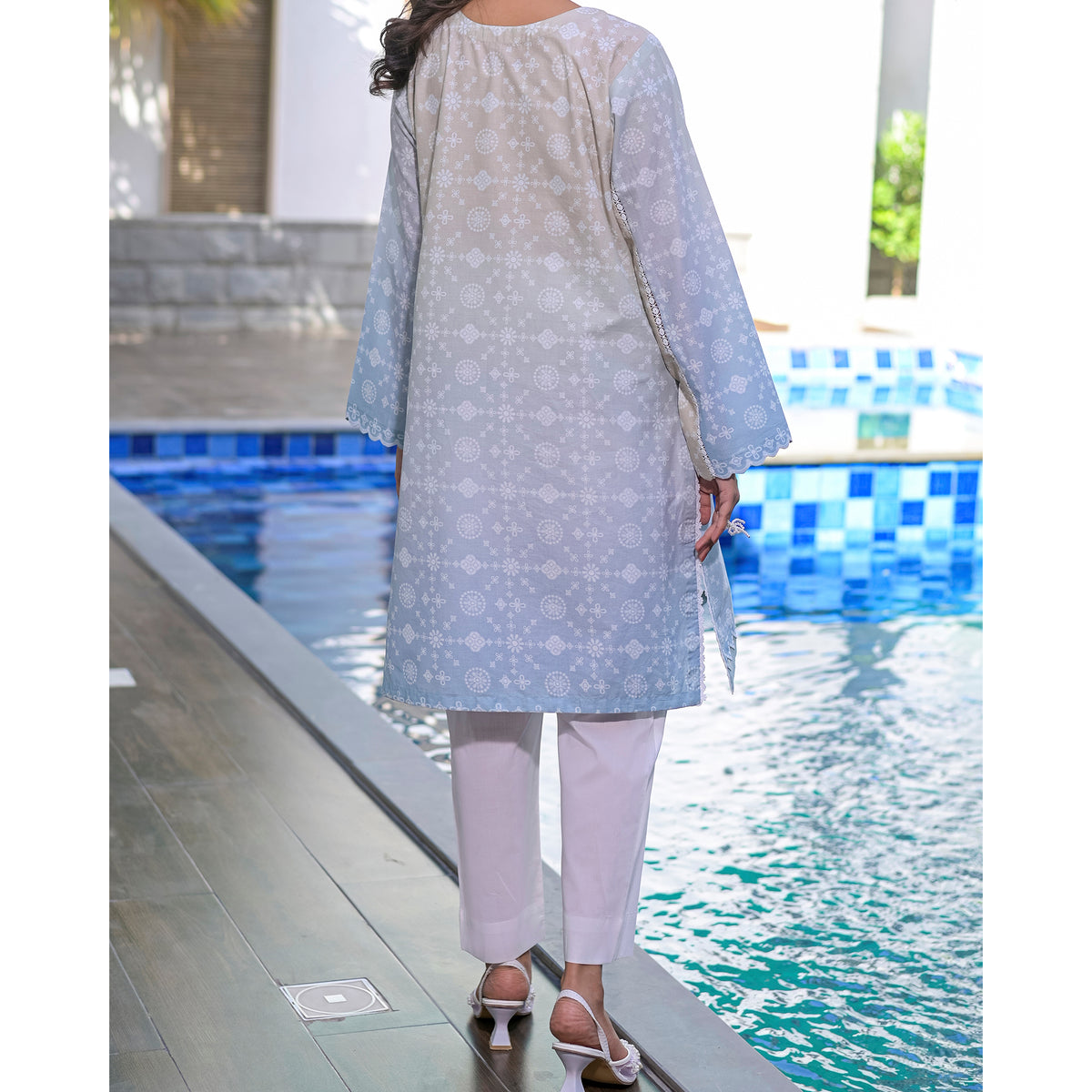 Frosty Dots - 2 Pc Embroidered Lawn Co-Ord Set ( PLE2P-20 )
