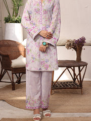 Floral Mist Women’s Premium Lawn 2 Piece Stitched Suit | Digital Print Shirt & Trouser | Soft Lilac