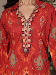 Ikat Impulse Women’s Stitched Lawn Suit | Digital Print Straight Shirt & Trouser | Ready to Wear