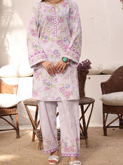 Floral Mist Women’s Premium Lawn 2 Piece Stitched Suit | Digital Print Shirt & Trouser | Soft Lilac