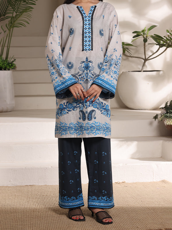 Azure Blossom - 2 Pc Printed Lawn Co-Ord Set ( PL2P-7 )