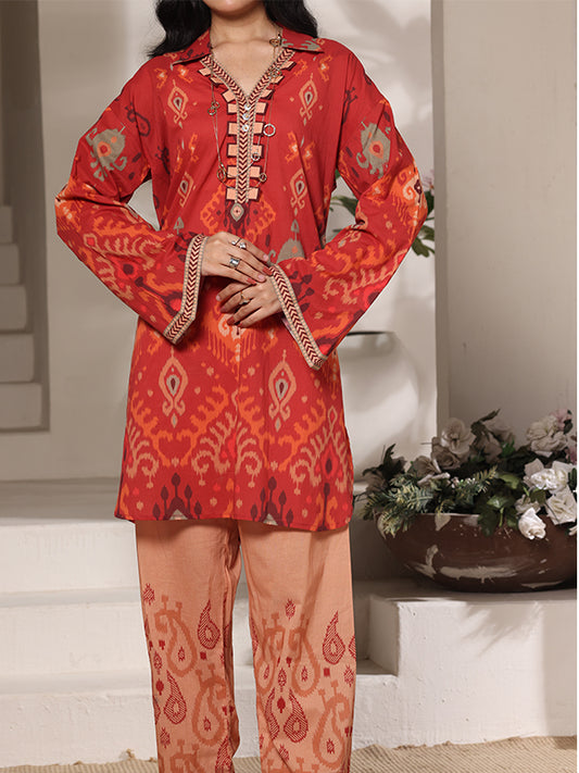 Ikat Impulse Women’s Stitched Lawn Suit | Digital Print Straight Shirt & Trouser | Ready to Wear