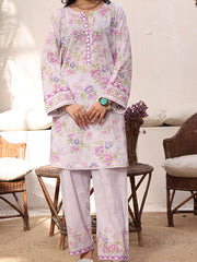 Floral Mist Women’s Premium Lawn 2 Piece Stitched Suit | Digital Print Shirt & Trouser | Soft Lilac
