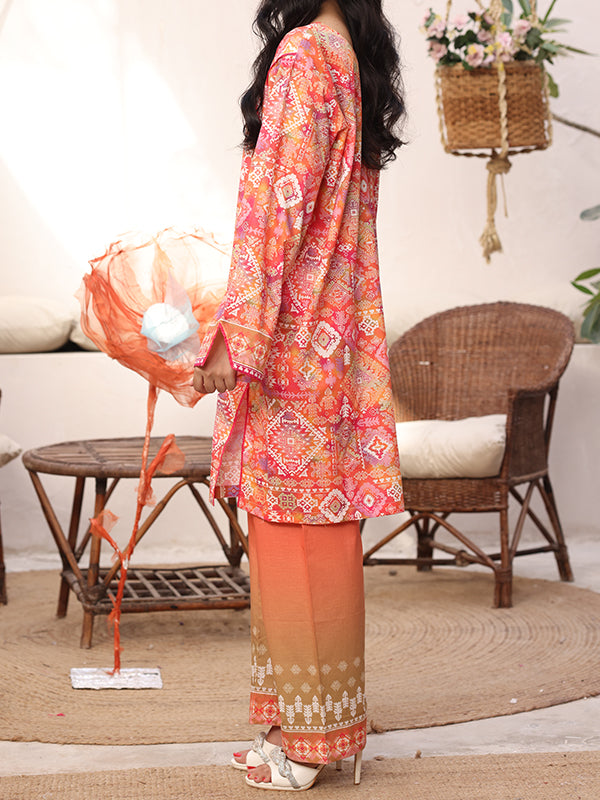 Sunset Mosaic - 2 Pc Printed Lawn Co-Ord Set ( PL2P-9 )