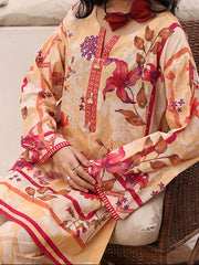 Riley Amber Flora 2 Piece Digital Printed Summer Lawn Suit for Women | Relaxed Straight Fit Kurti & Straight Cut Trouser | Premium Stitched Collection