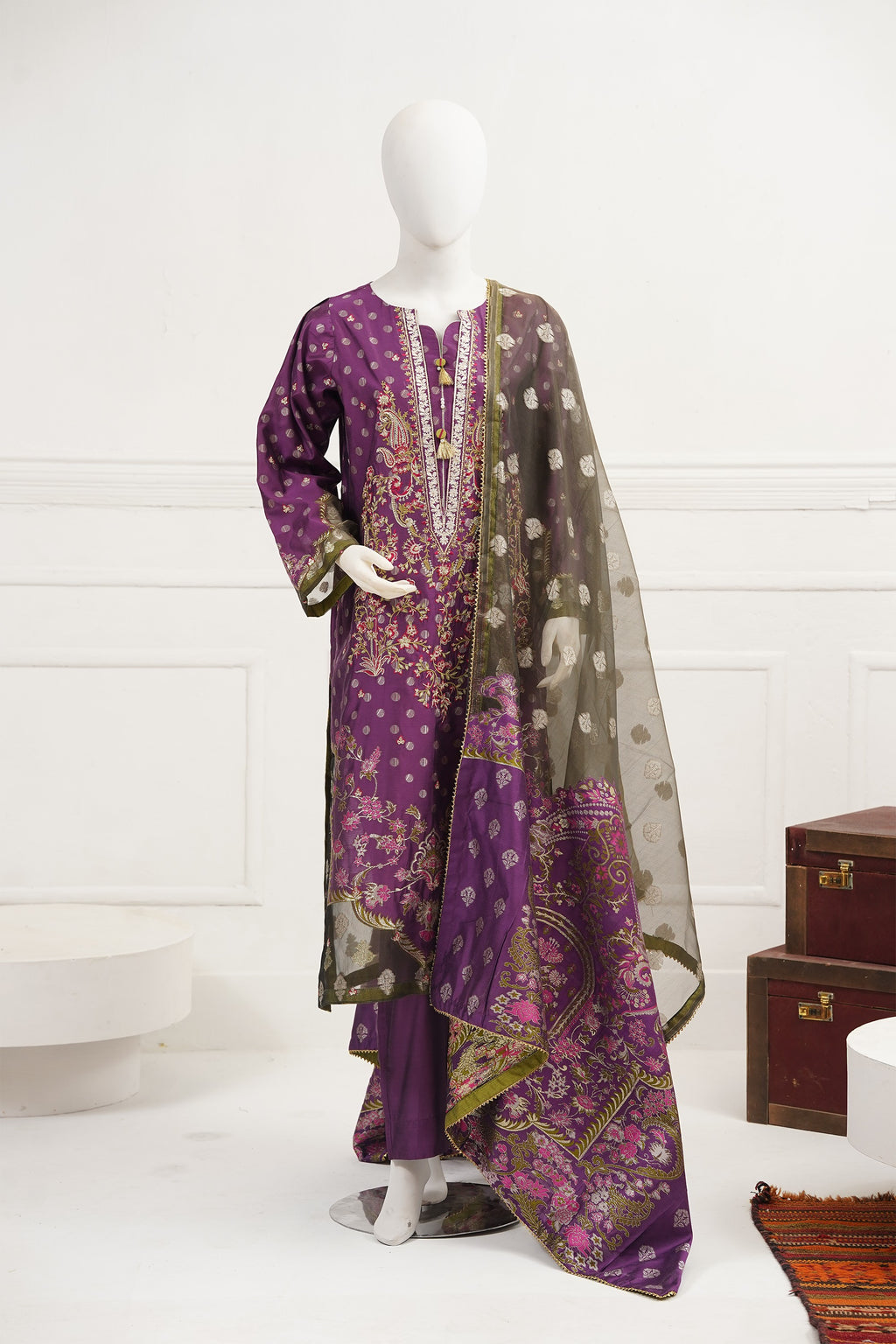 3 piece - Silk Reverie Viscose Silk Self-Jacquard.