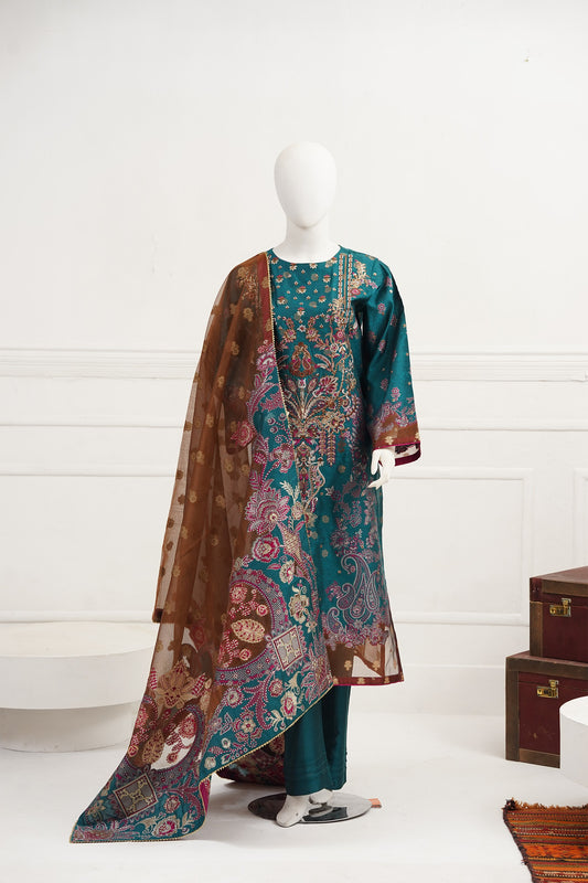 3 piece - Rang Mahal Viscose Silk Self-Jacquard. JD3P-2