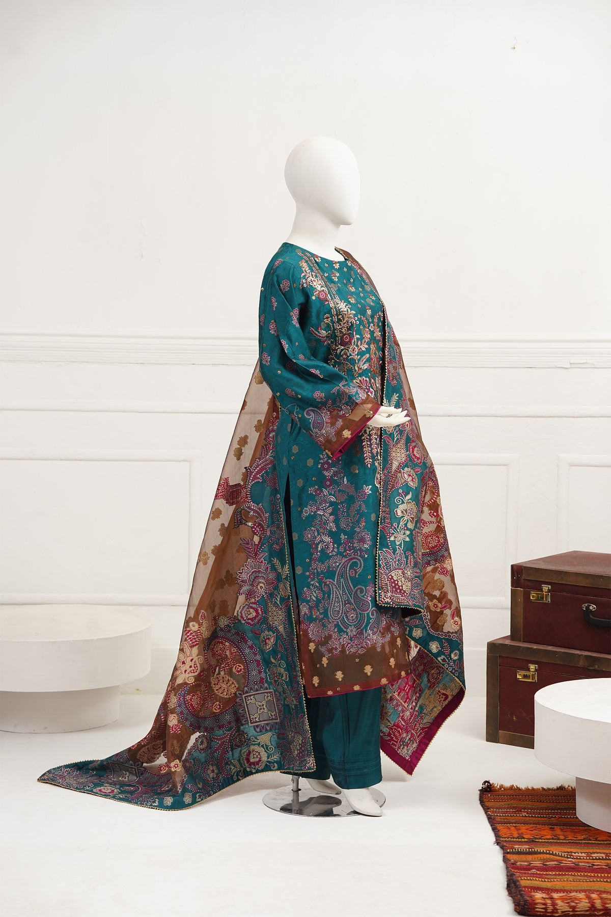 3 piece - Rang Mahal Viscose Silk Self-Jacquard. JD3P-2