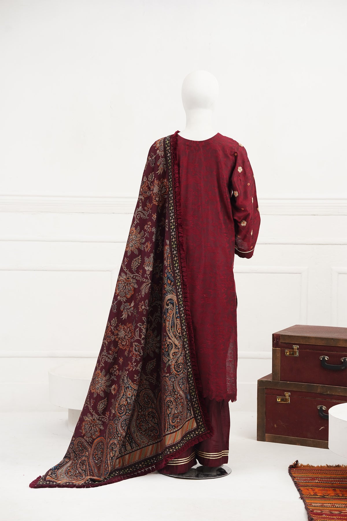 3 piece - Alure Viscose Silk Self Jacquard.
