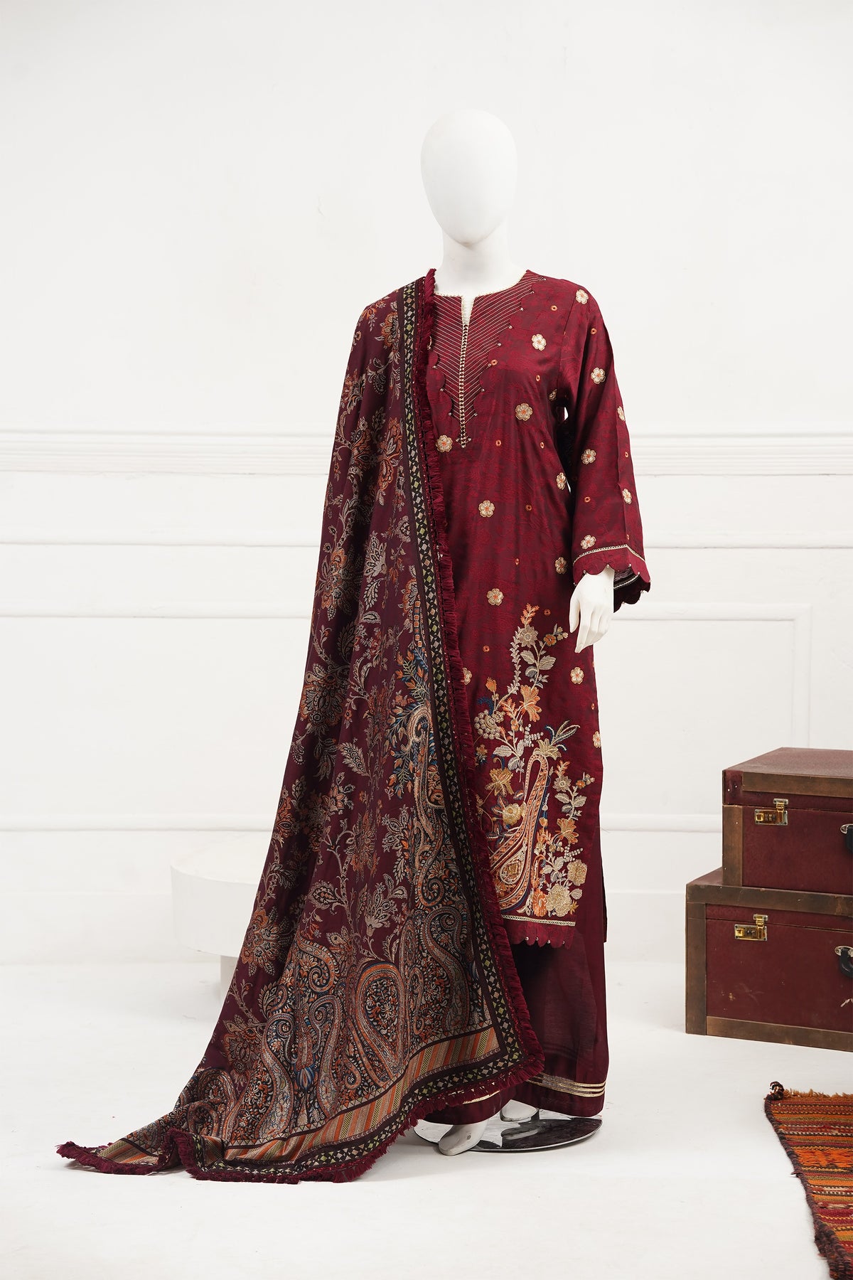 3 piece - Alure Viscose Silk Self Jacquard.