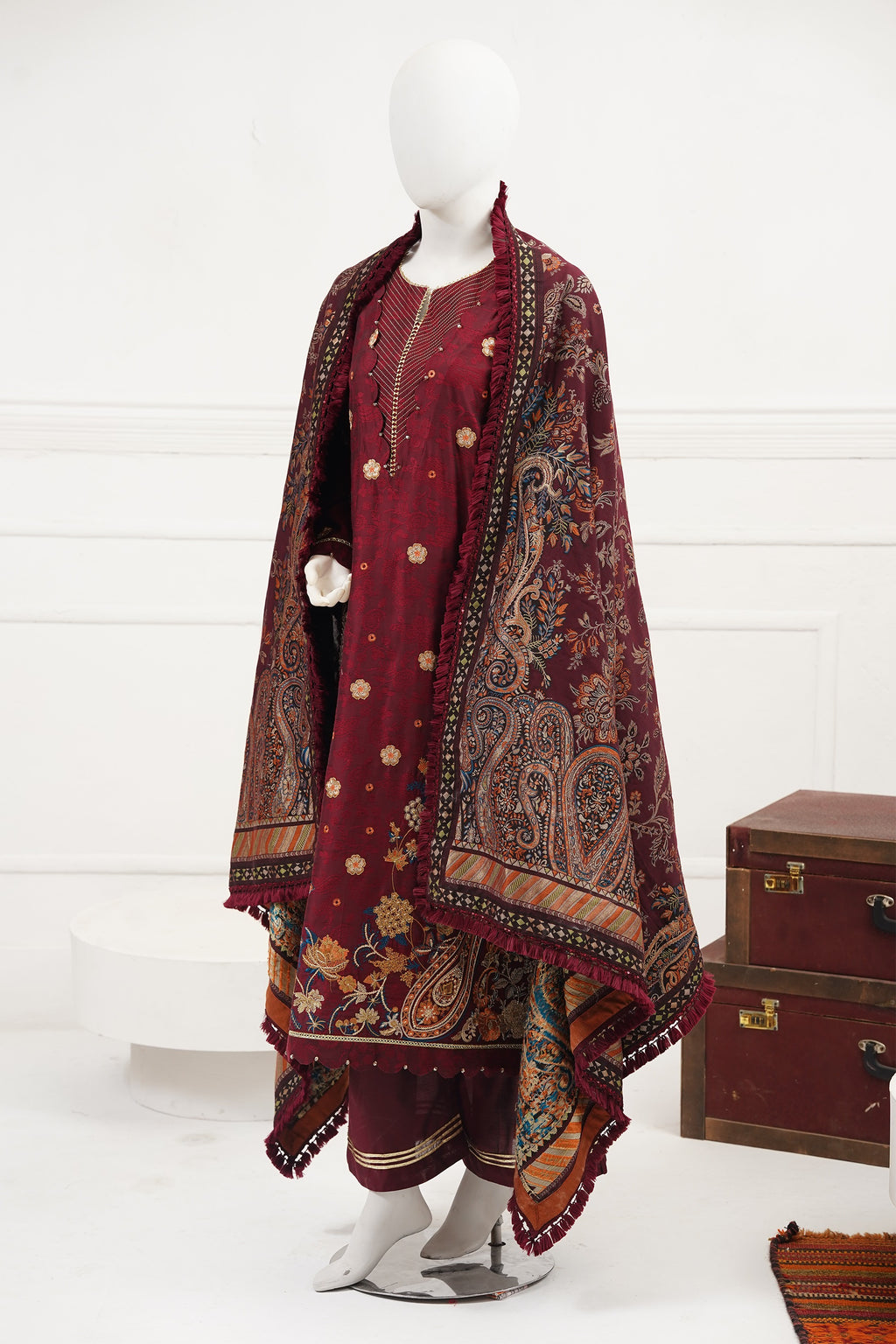 3 piece - Alure Viscose Silk Self Jacquard.