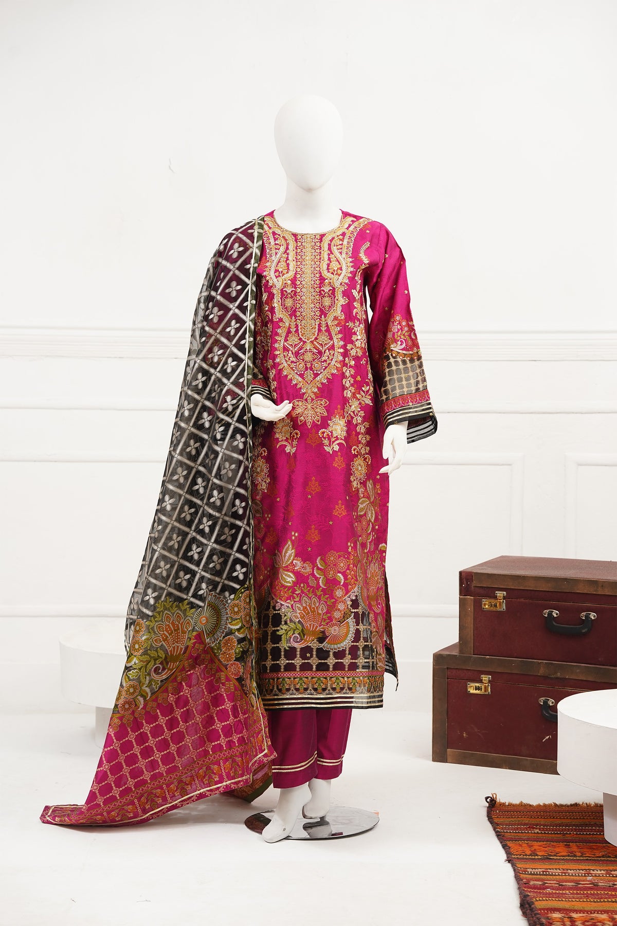 3 piece - Gulzar Viscose Silk Self-Jacquard.