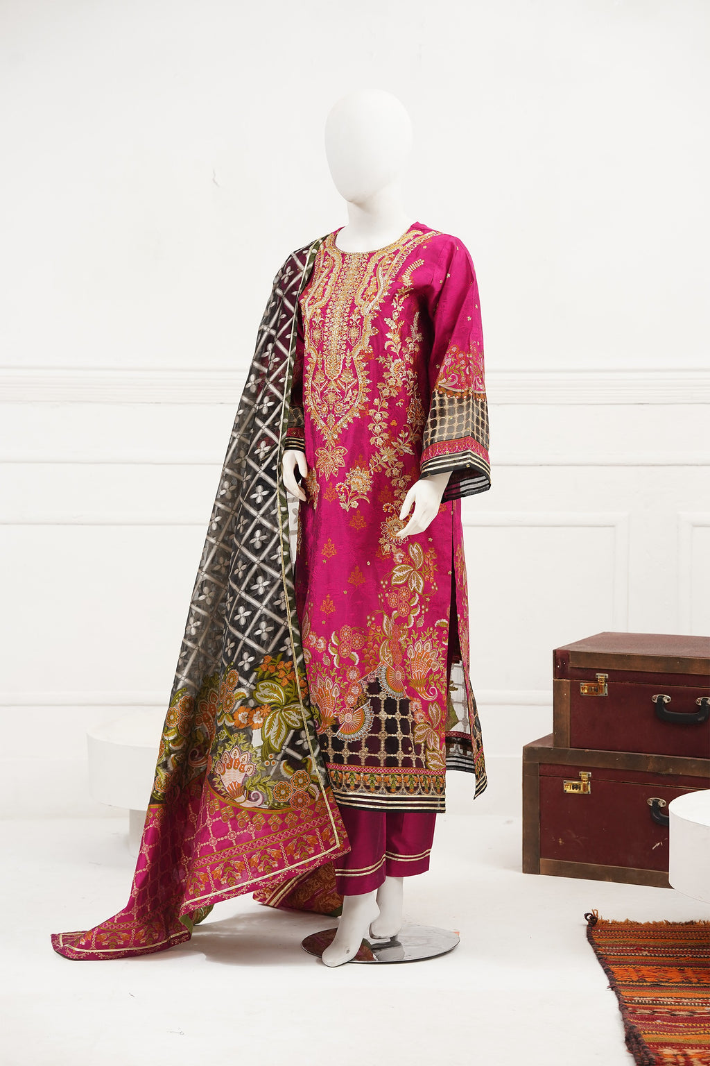 3 piece - Gulzar Viscose Silk Self-Jacquard.