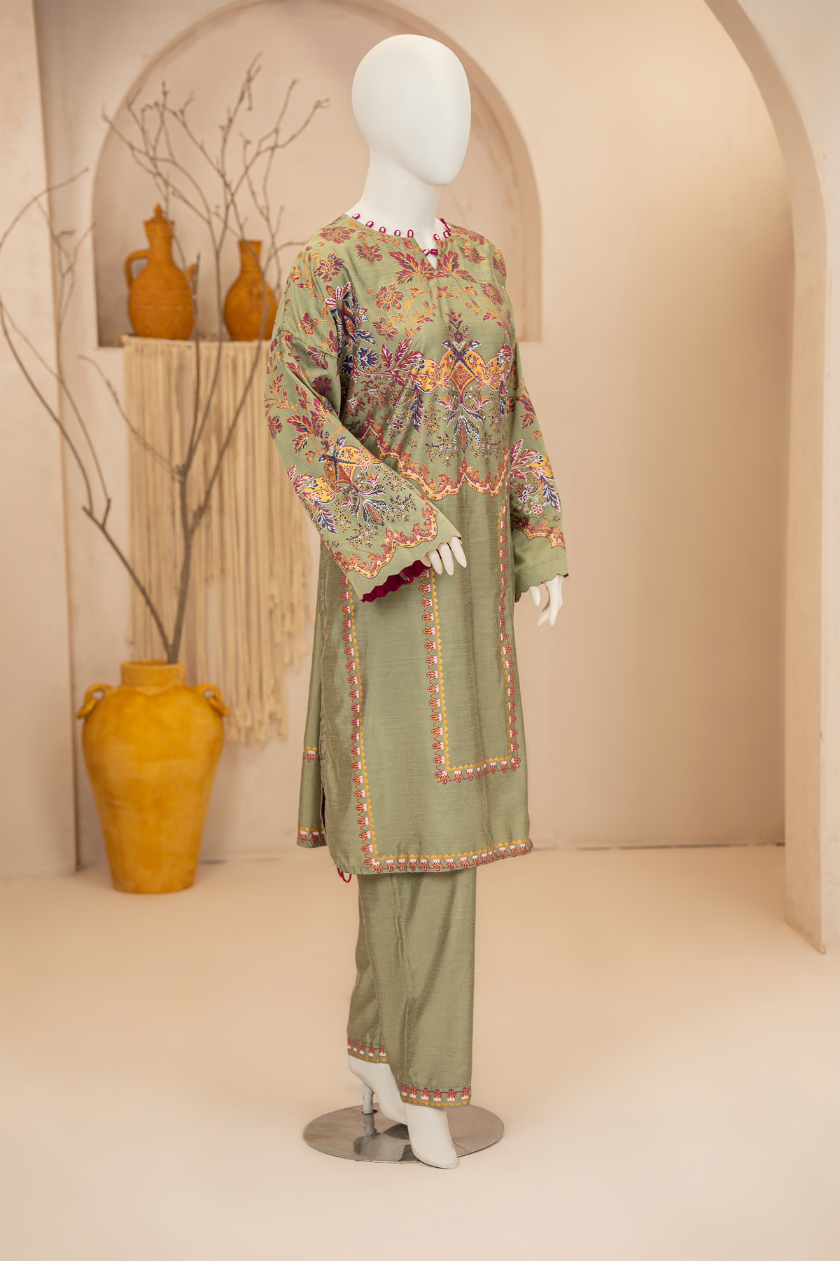 2 piece - Matcha Viscose Silk.