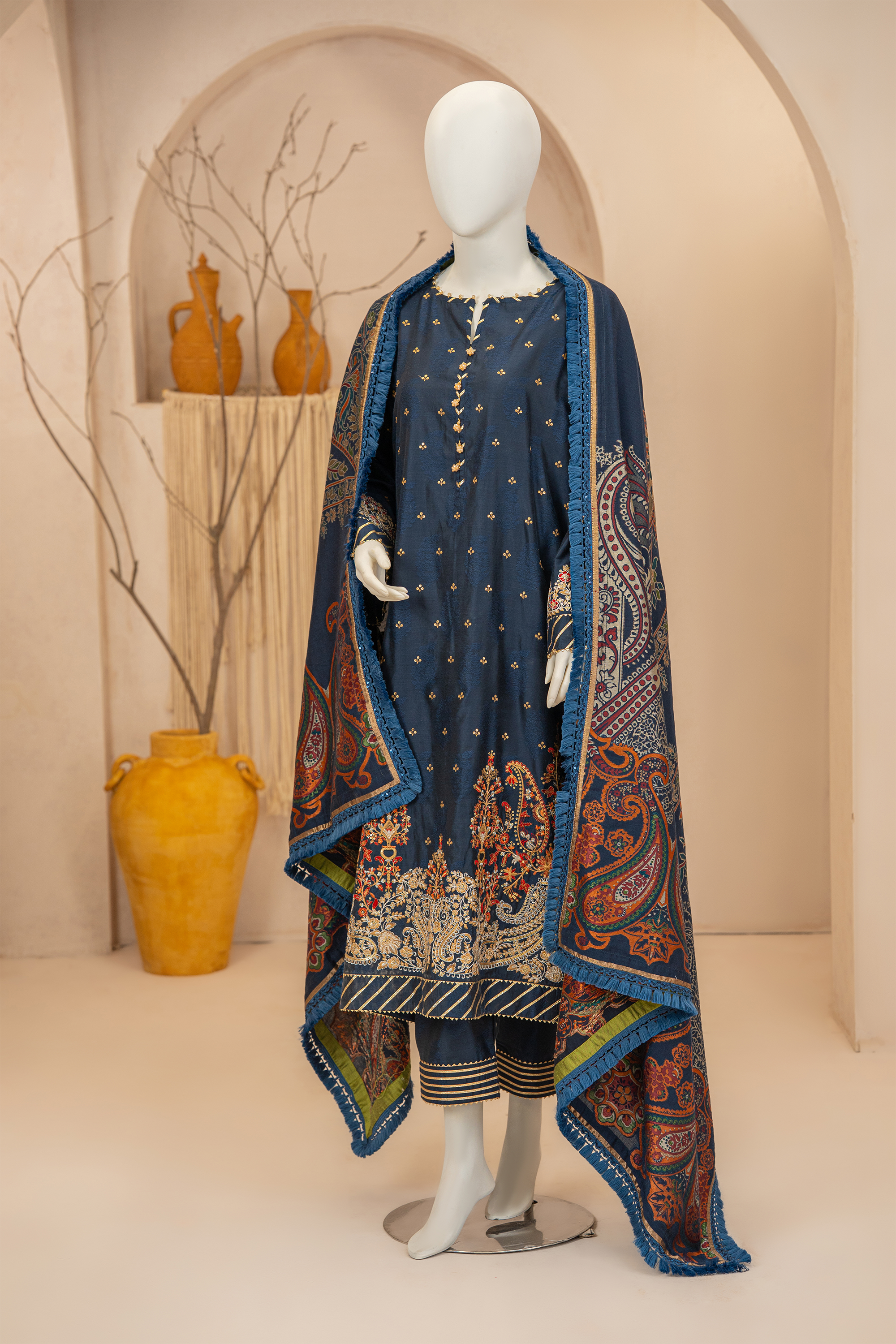 3 piece - Persian Jewel Viscose Silk Self-Jacquard. JP3P-1