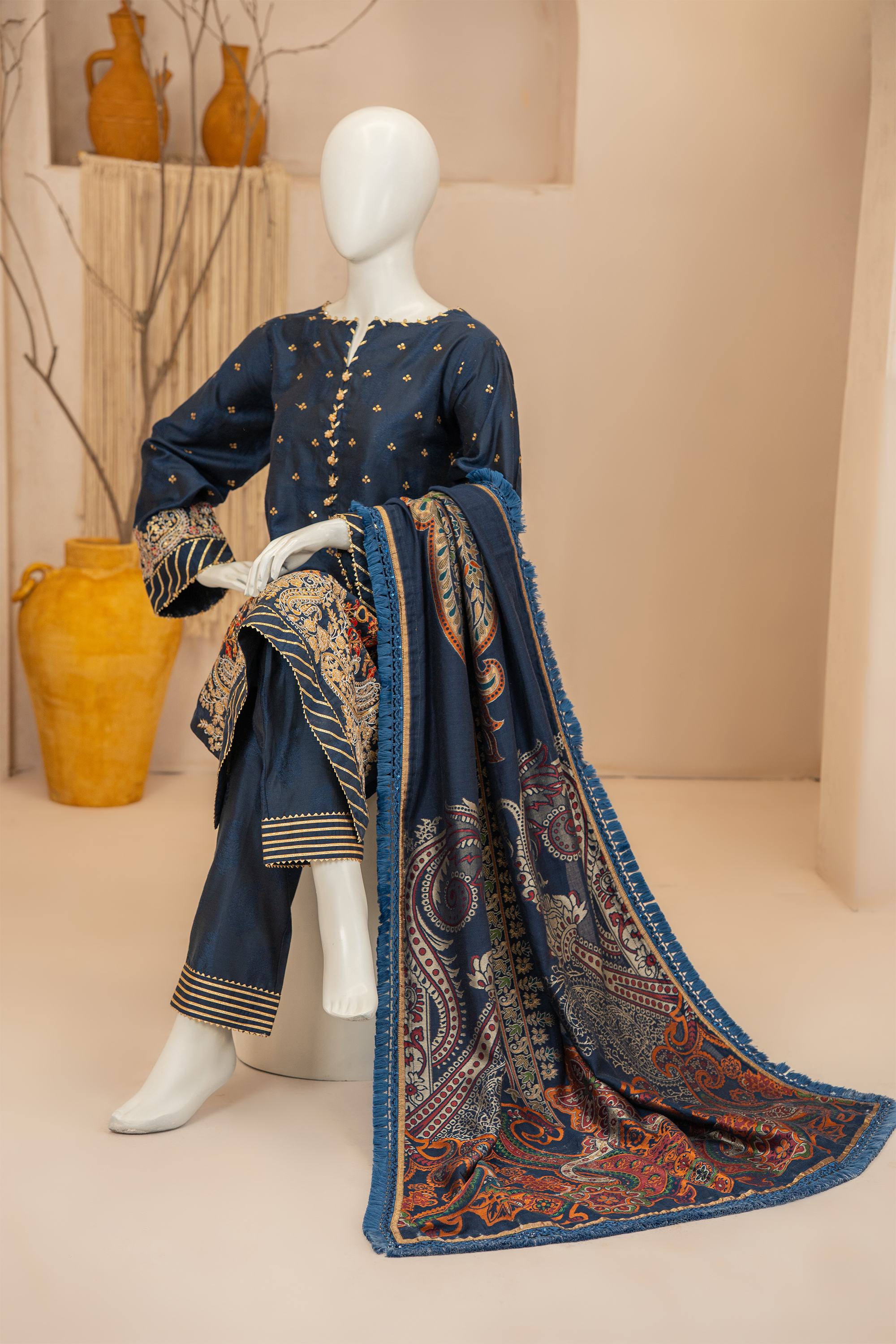 3 piece - Persian Jewel Viscose Silk Self-Jacquard. JP3P-1