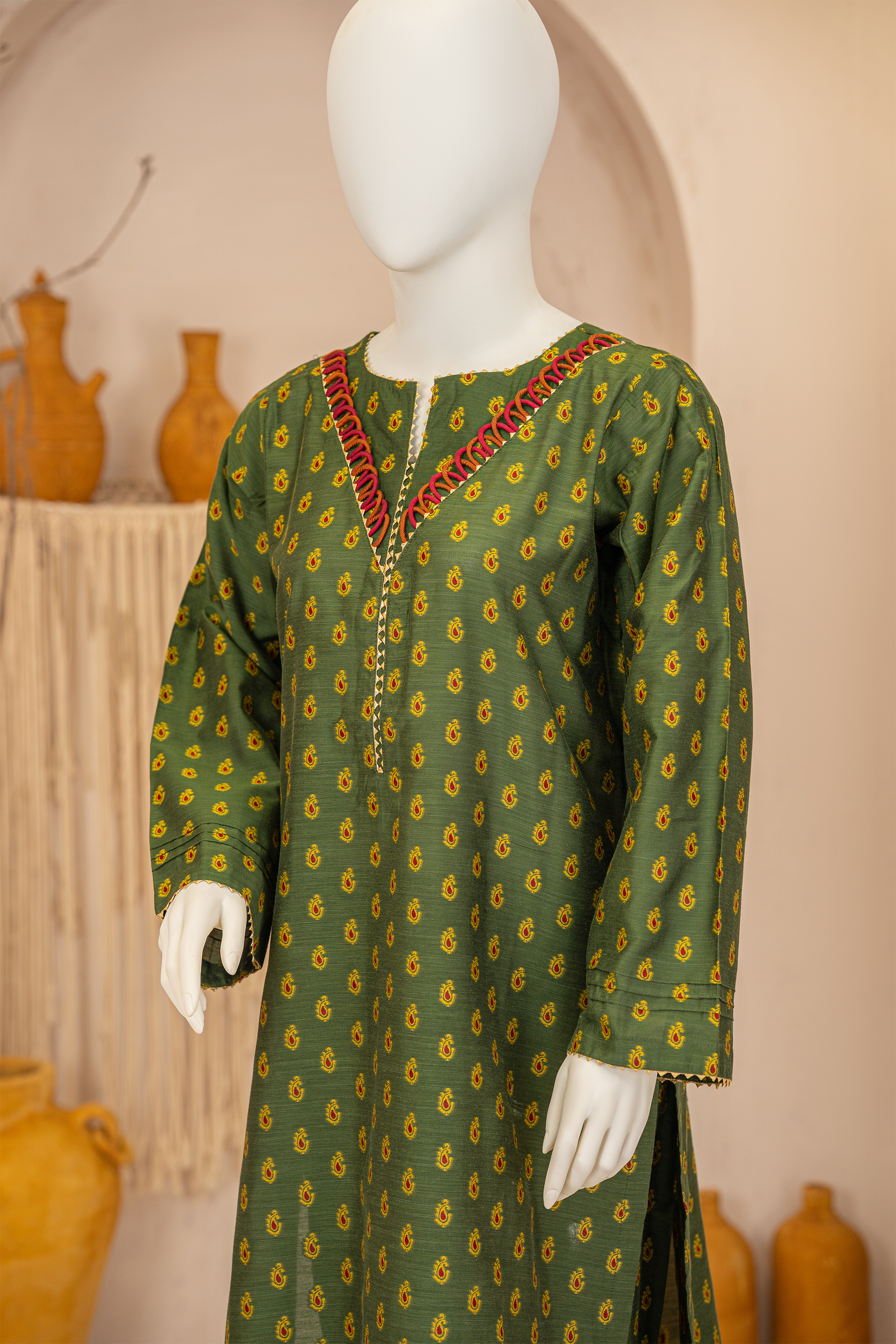 2 piece - Emerald Viscose Silk Jacquard.  JO2P.8