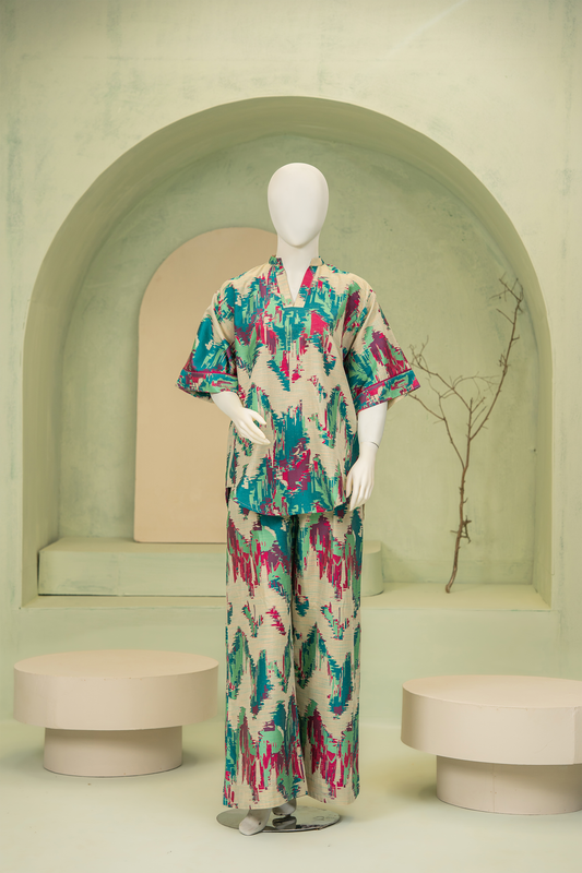 2 piece - IKAT Viscose jacquard.
