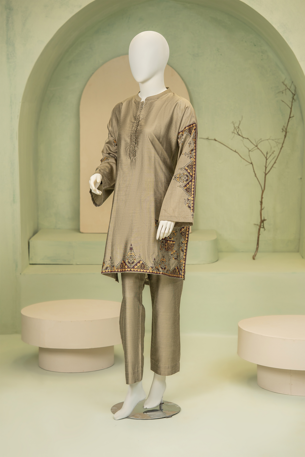 2 piece - Sand Viscose Silk. JRS2P-1