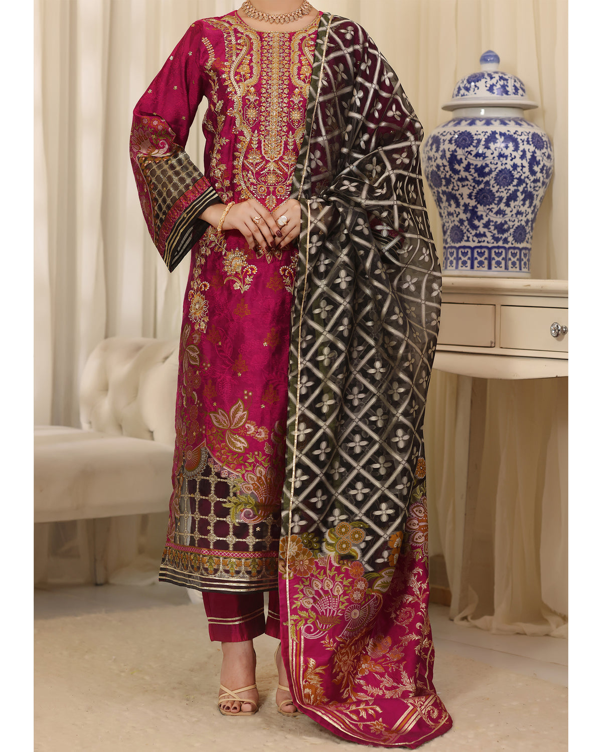 Gulzar - Viscose Silk Self-Jacquard 3Pc