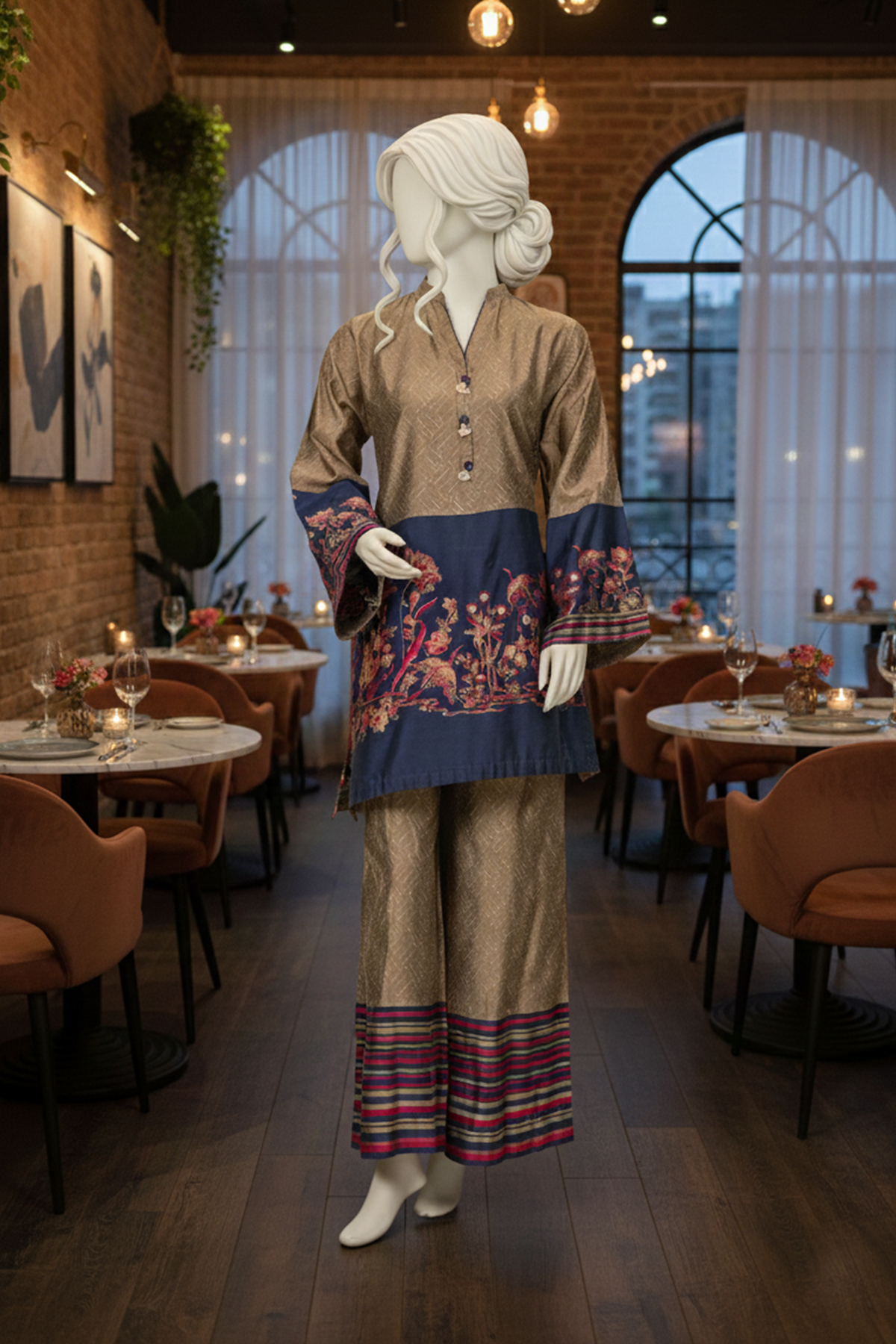 2 piece - GARDENIA  Viscose Silk.