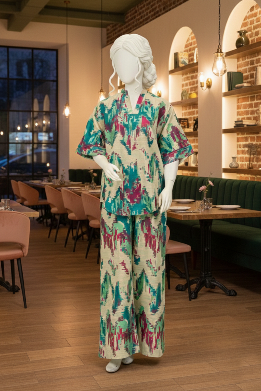 2 piece - IKAT Viscose jacquard.