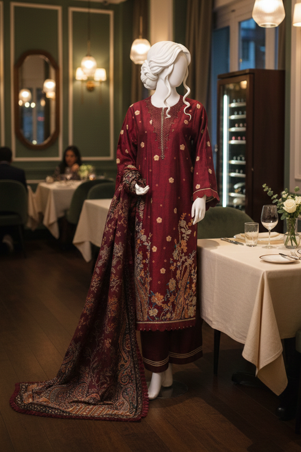 3 piece - Alure Viscose Silk Self Jacquard.