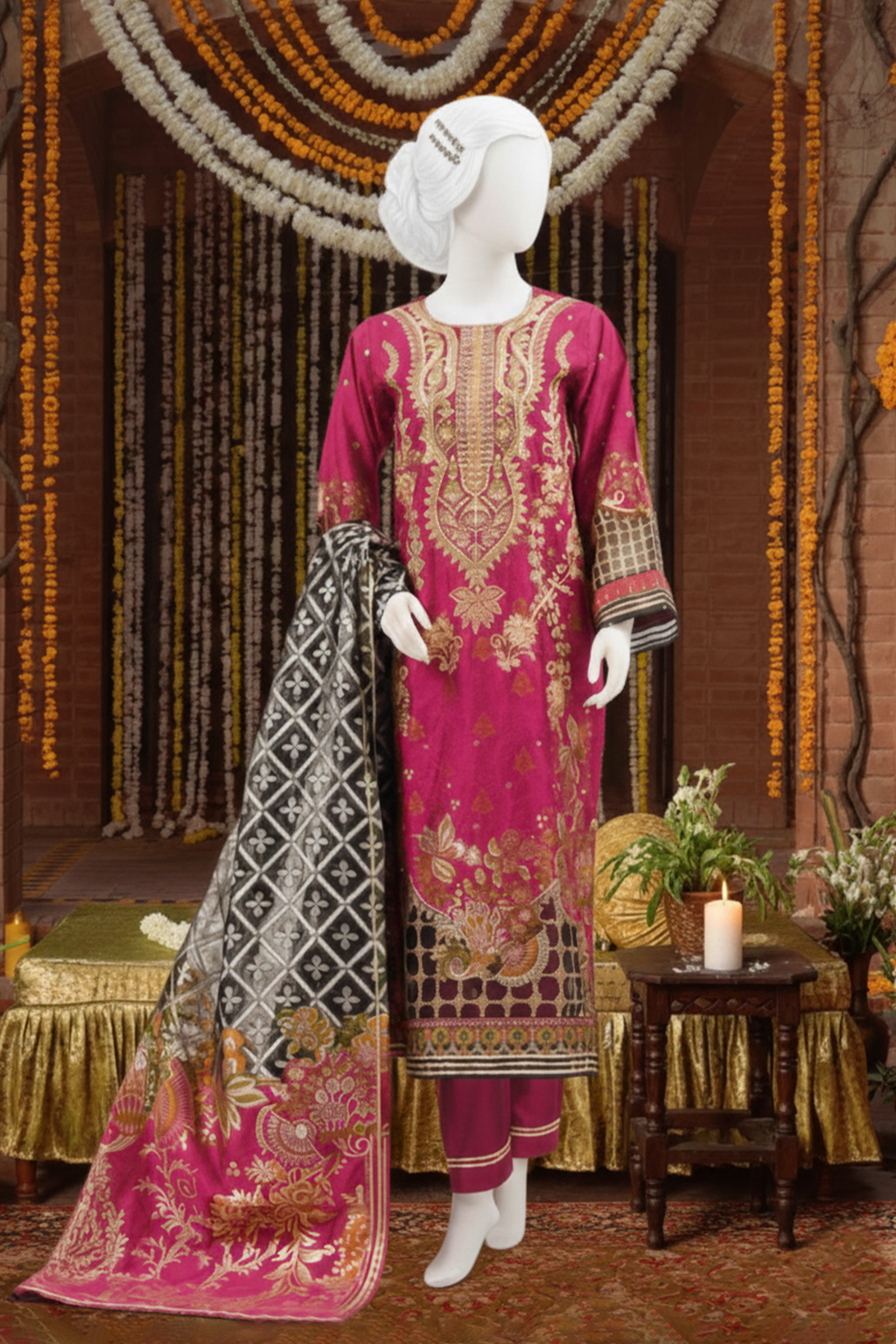 3 piece - Gulzar Viscose Silk Self-Jacquard.