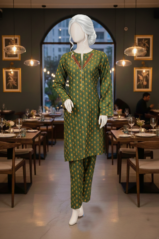 2 piece - Emerald Viscose Silk Jacquard.  JO2P.8