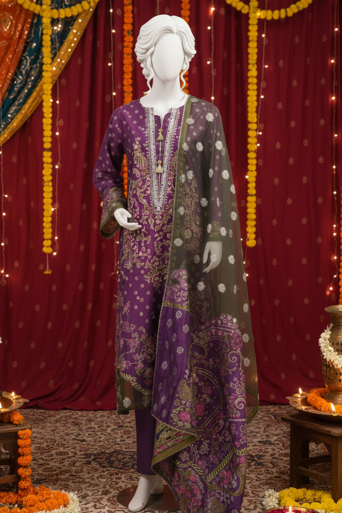 3 piece - Silk Reverie Viscose Silk Self-Jacquard.