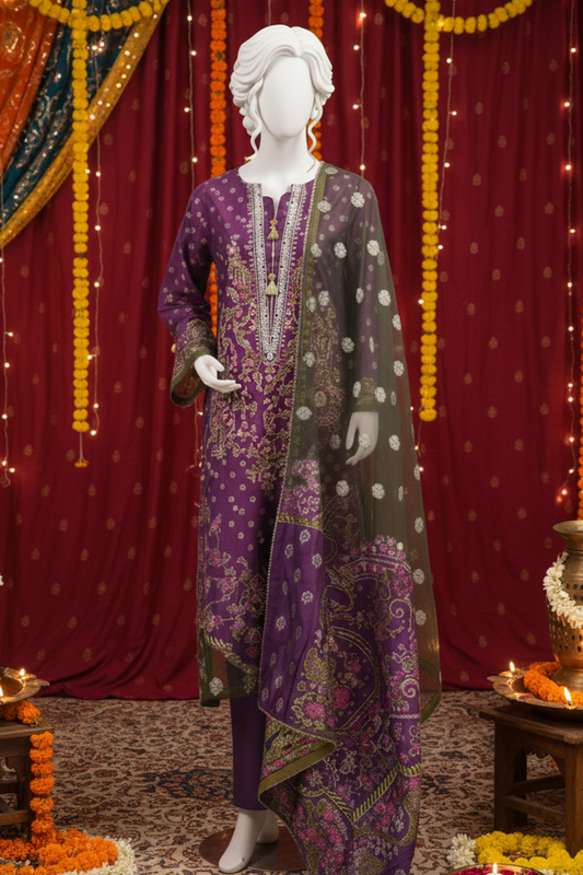 3 piece - Silk Reverie Viscose Silk Self-Jacquard.